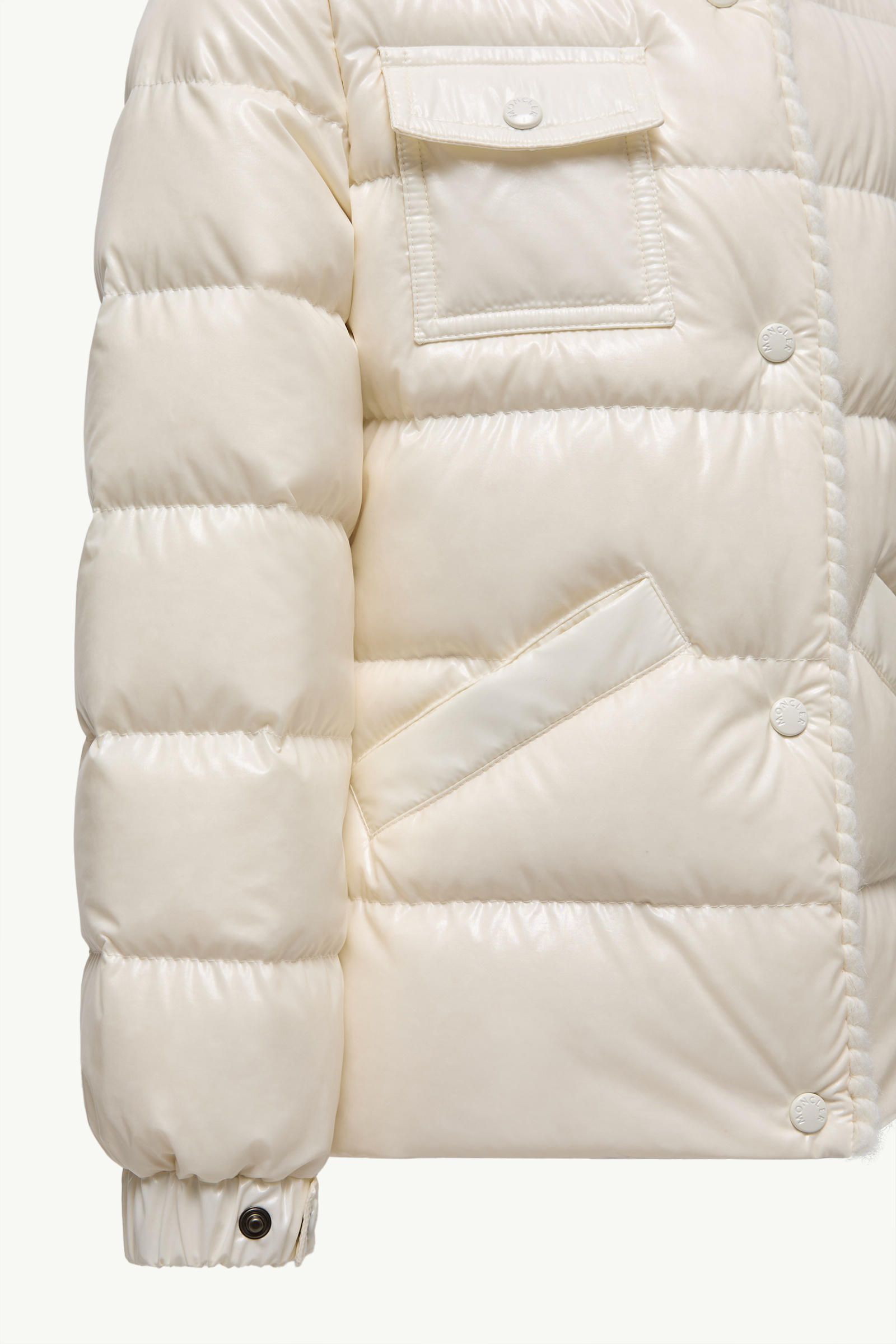 Glareins Braided Trim Hooded Down Jacket Girl White Moncler 4
