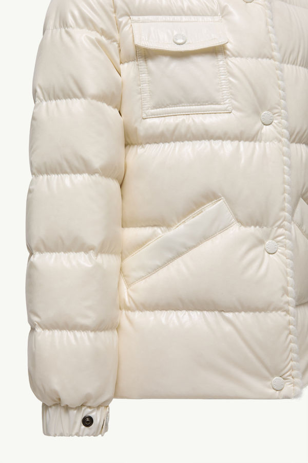 Glareins Daunenjacke mit Kapuze und geflochtenem Besatz Mädchen Weiß Moncler 4