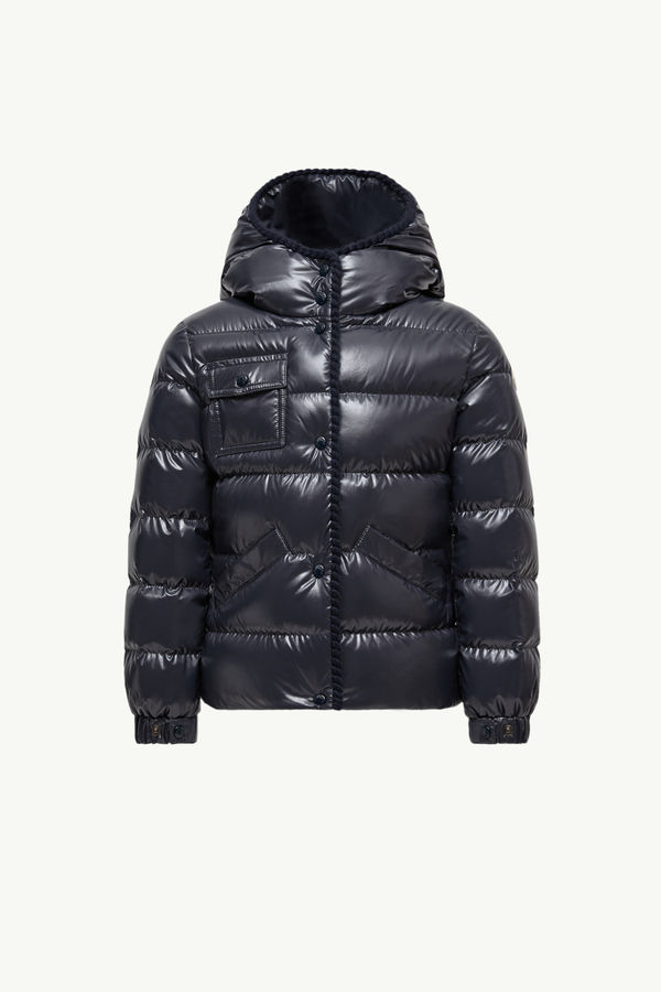 Doudoune à capuche et bordure tressée Glareins Fille Bleu marine Moncler 0