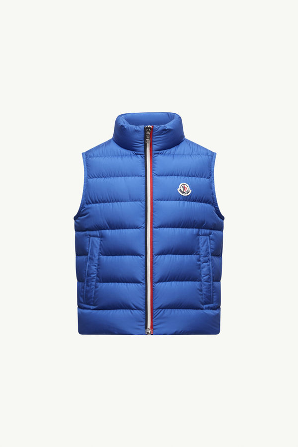Gilet imbottito in piuma Ertavete Bambino Blu Elettrico Moncler 0