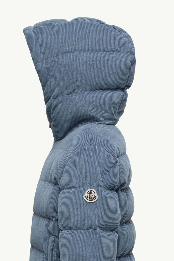Puki Hooded Corduroy Down Jacket Boy Cobalt Blue Moncler 2