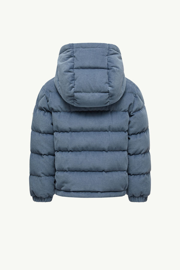 Puki Hooded Corduroy Down Jacket Boy Cobalt Blue Moncler 3
