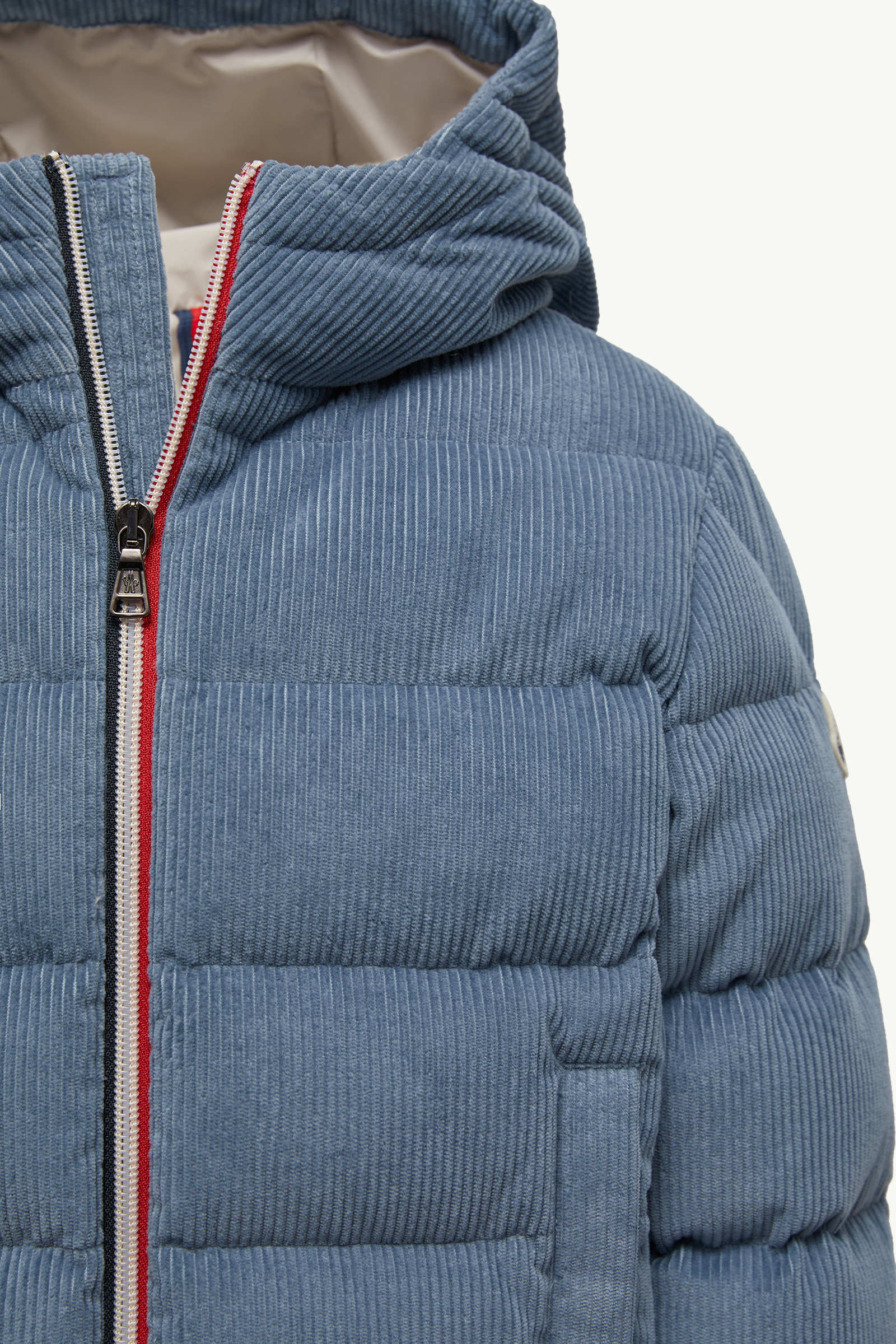 Puki Hooded Corduroy Down Jacket Boy Cobalt Blue Moncler 4