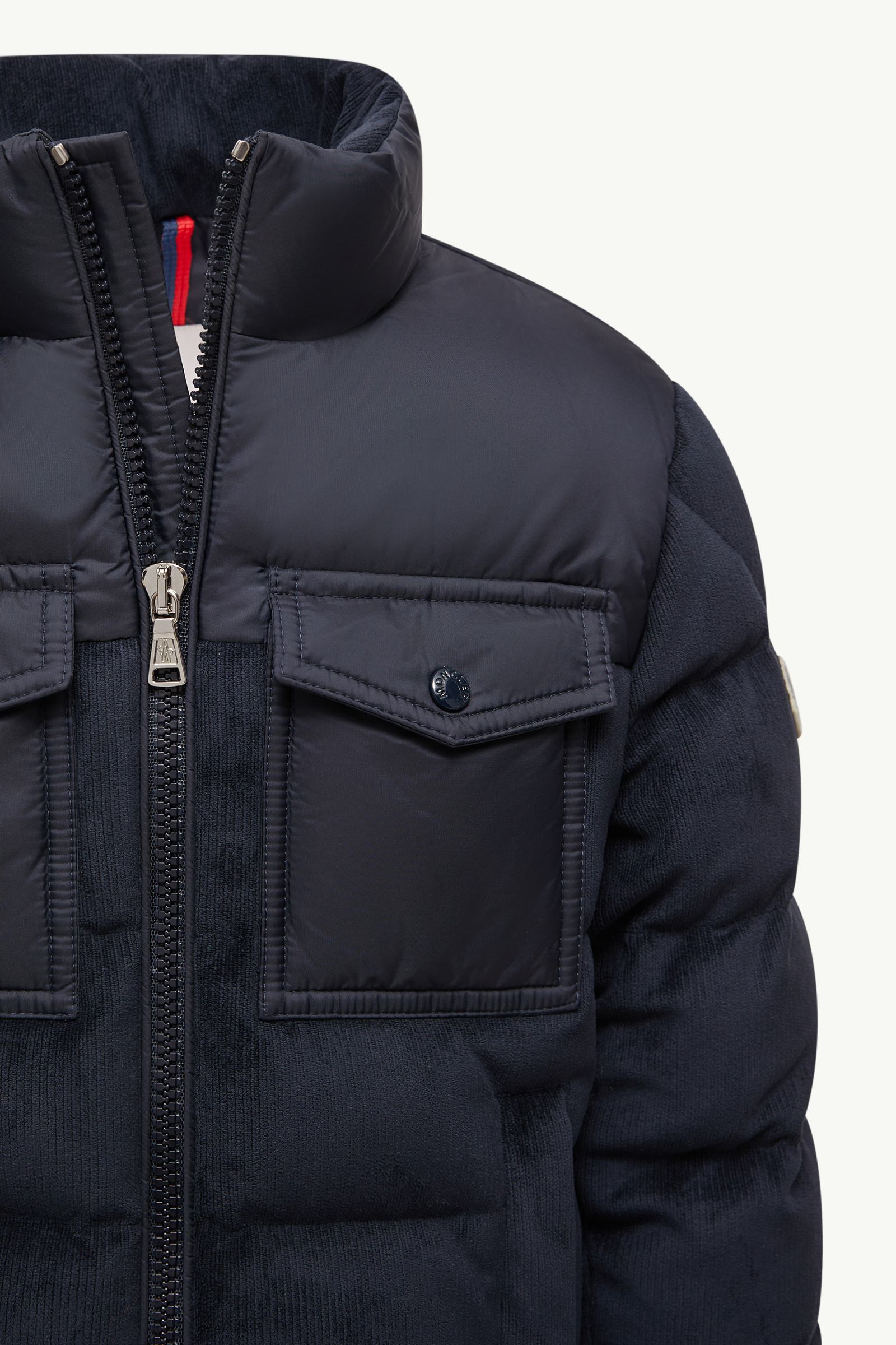 Navy Blue Camul Velvet Down Jacket - Down Jackets & Vests for