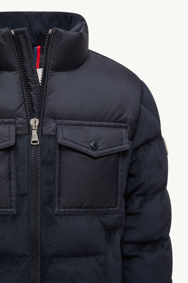 Camul Velvet Down Jacket Boy Navy Blue Moncler 4