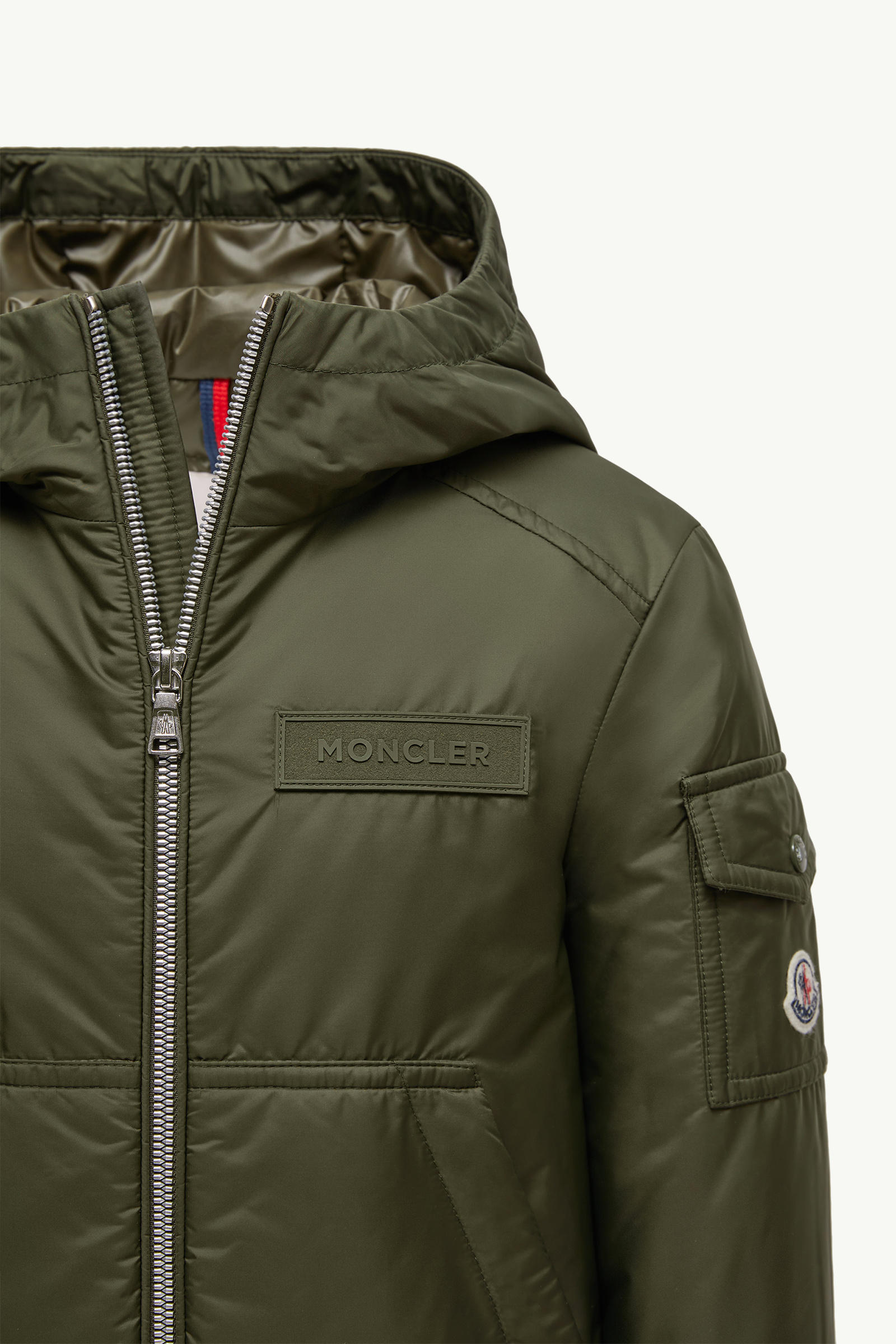 Duncer Hooded Down Jacket Boy Olive Green Moncler 5