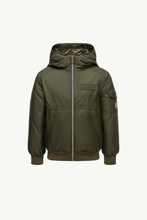 Duncer Hooded Down Jacket Boy Olive Green Moncler 0
