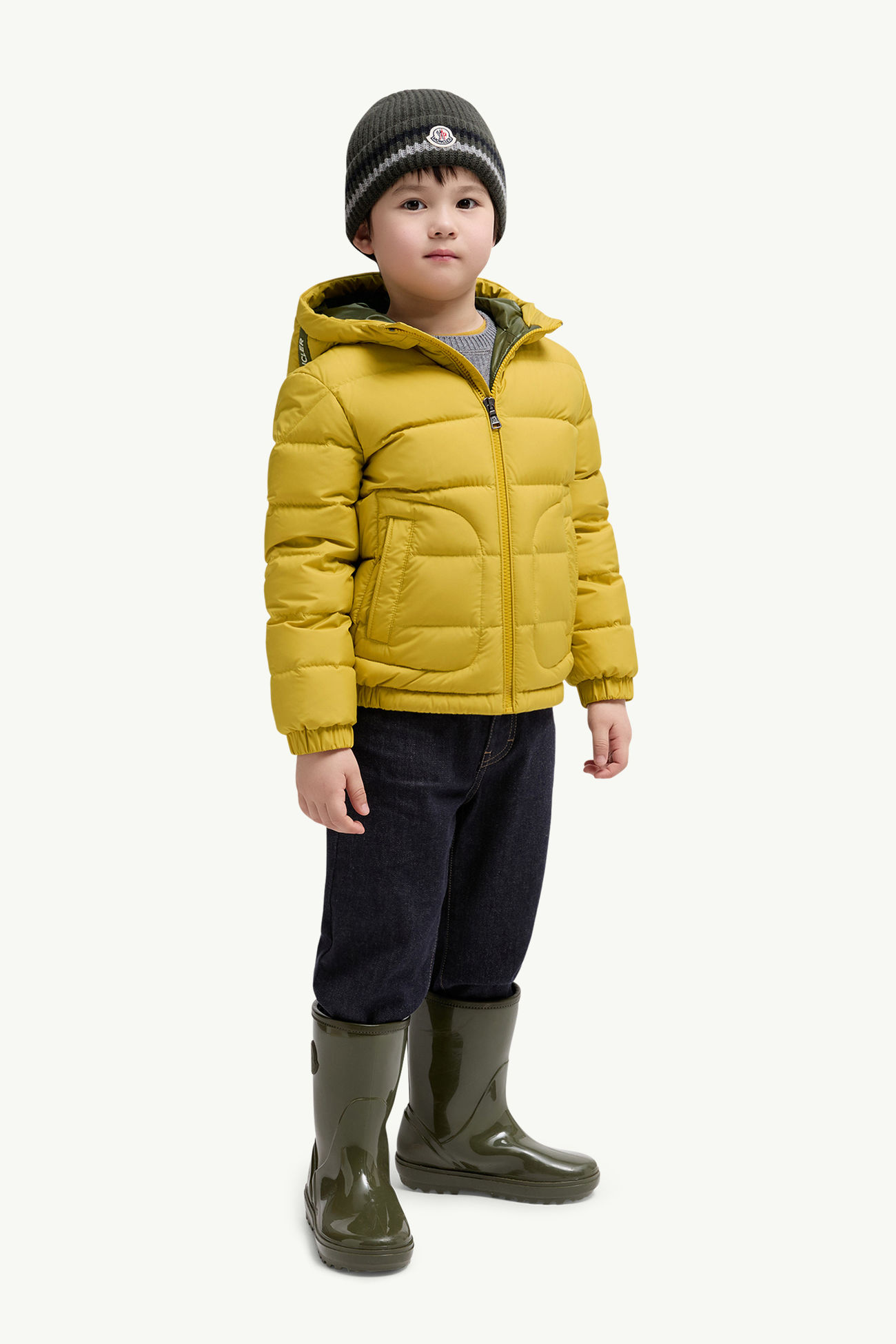 Grecois連帽羽絨外套 男童 黃色 Moncler 1