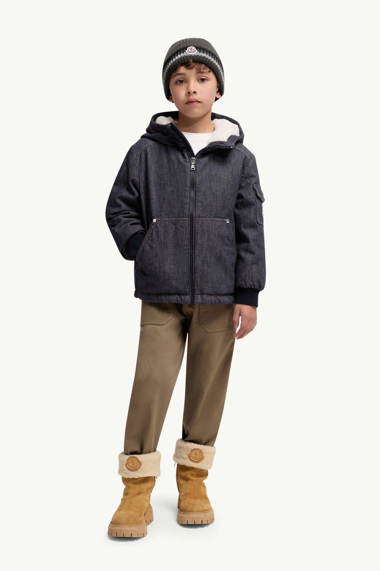 Nicolau Daunenjacke aus Denim mit Kapuze Jungen Jeansblau Moncler 1