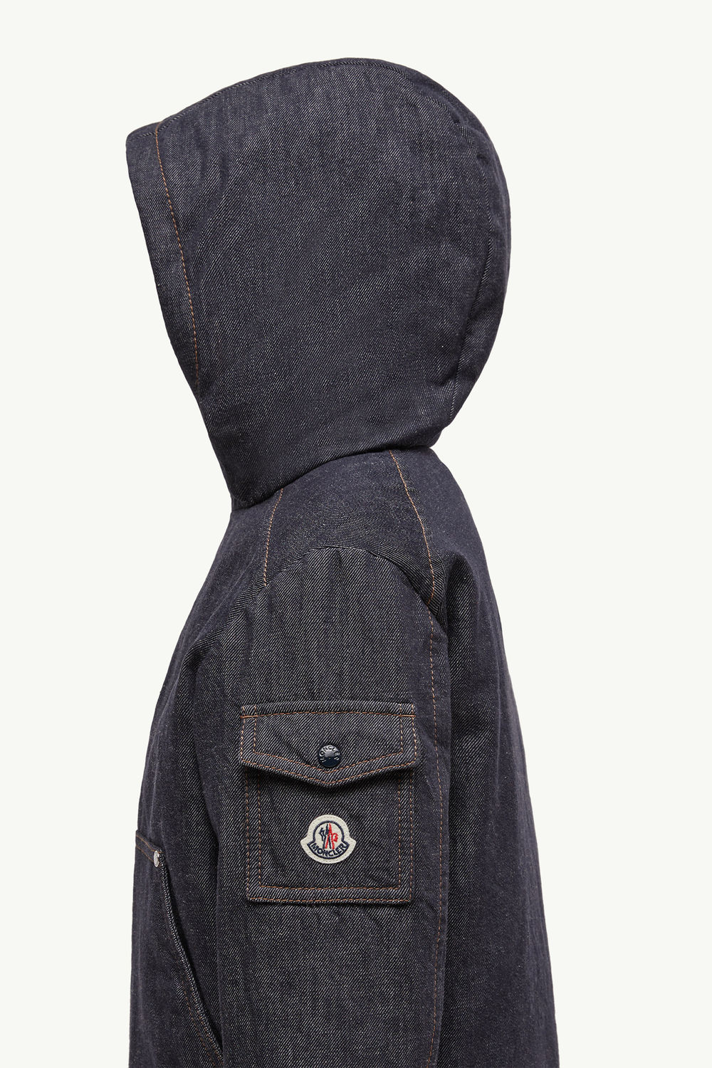 Nicolau Denim Hooded Down Jacket Boy Denim Blue Moncler 2