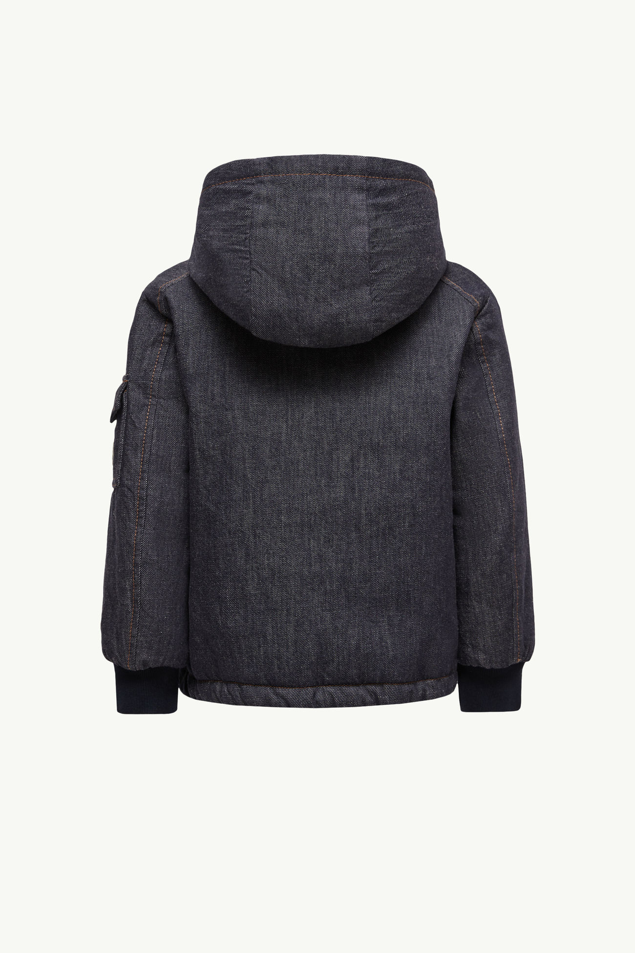 Plumífero con capucha de tejido vaquero Nicolau Niño Azul Denim Moncler 3