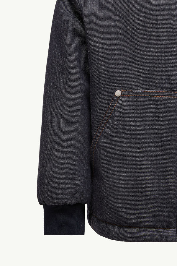 Nicolau Denim Hooded Down Jacket Boy Denim Blue Moncler 5