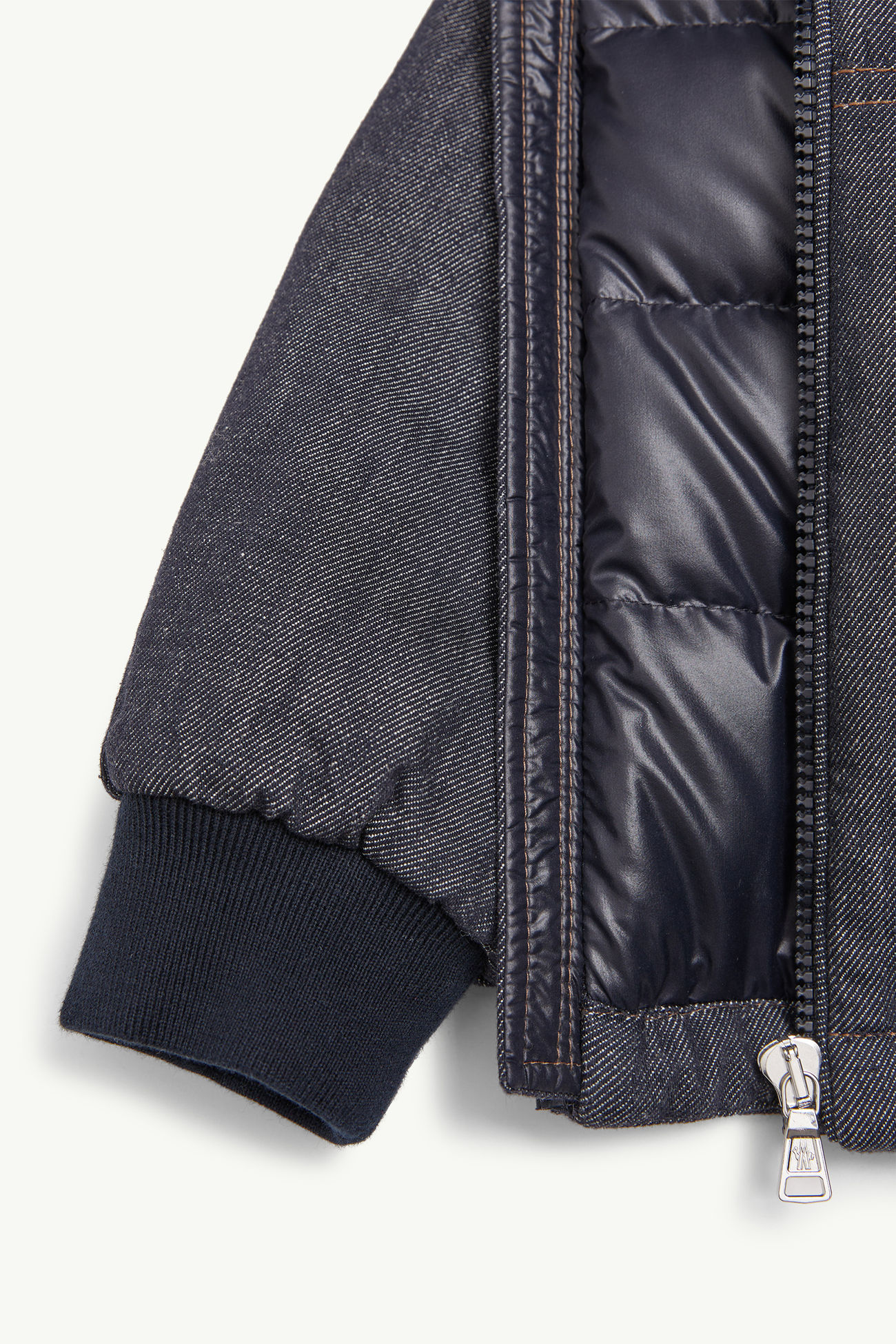 Plumífero con capucha de tejido vaquero Nicolau Niño Azul Denim Moncler 6
