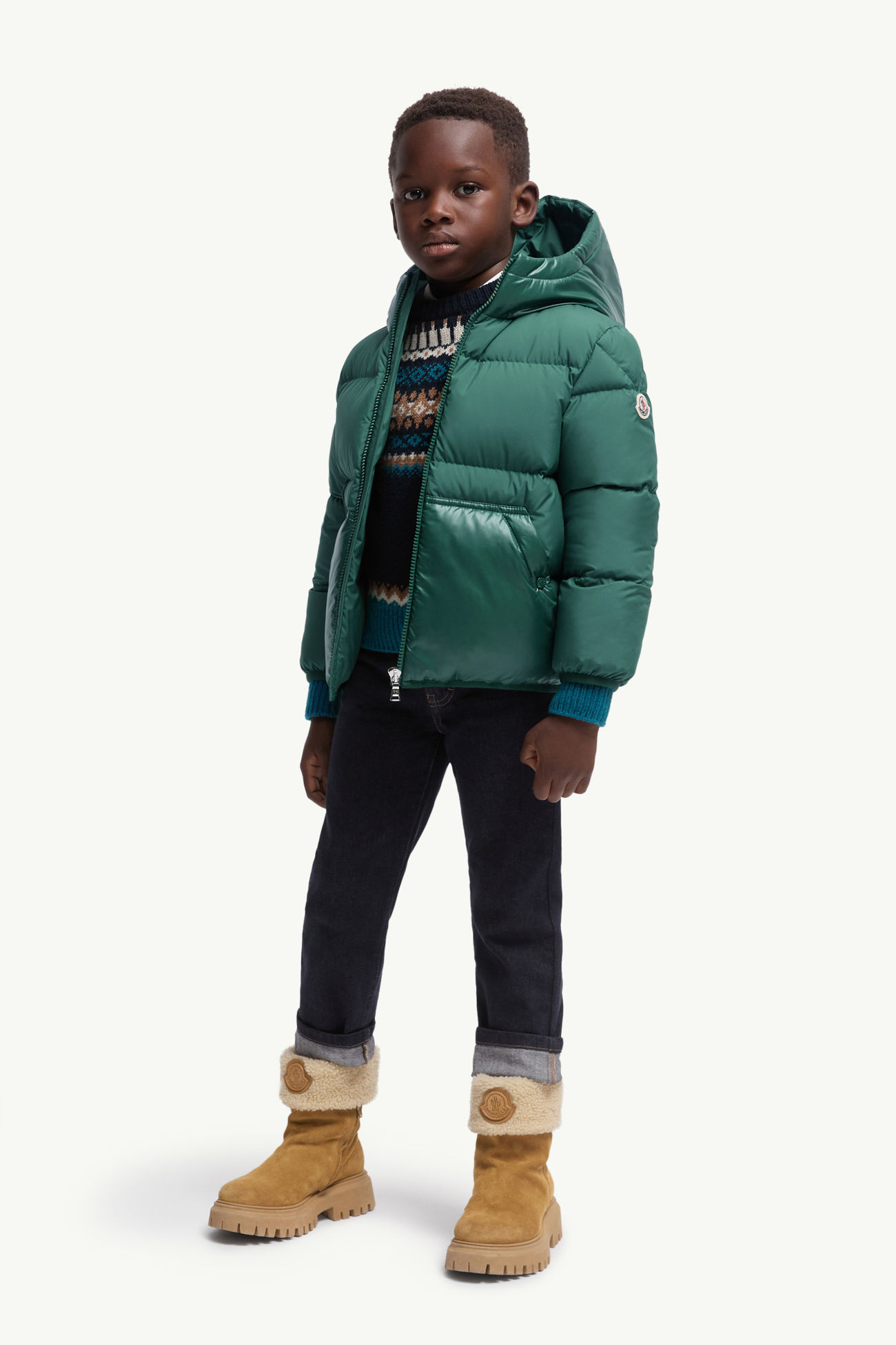 Barin Daunenjacke mit Kapuze Jungen Smaragdgrün Moncler 1