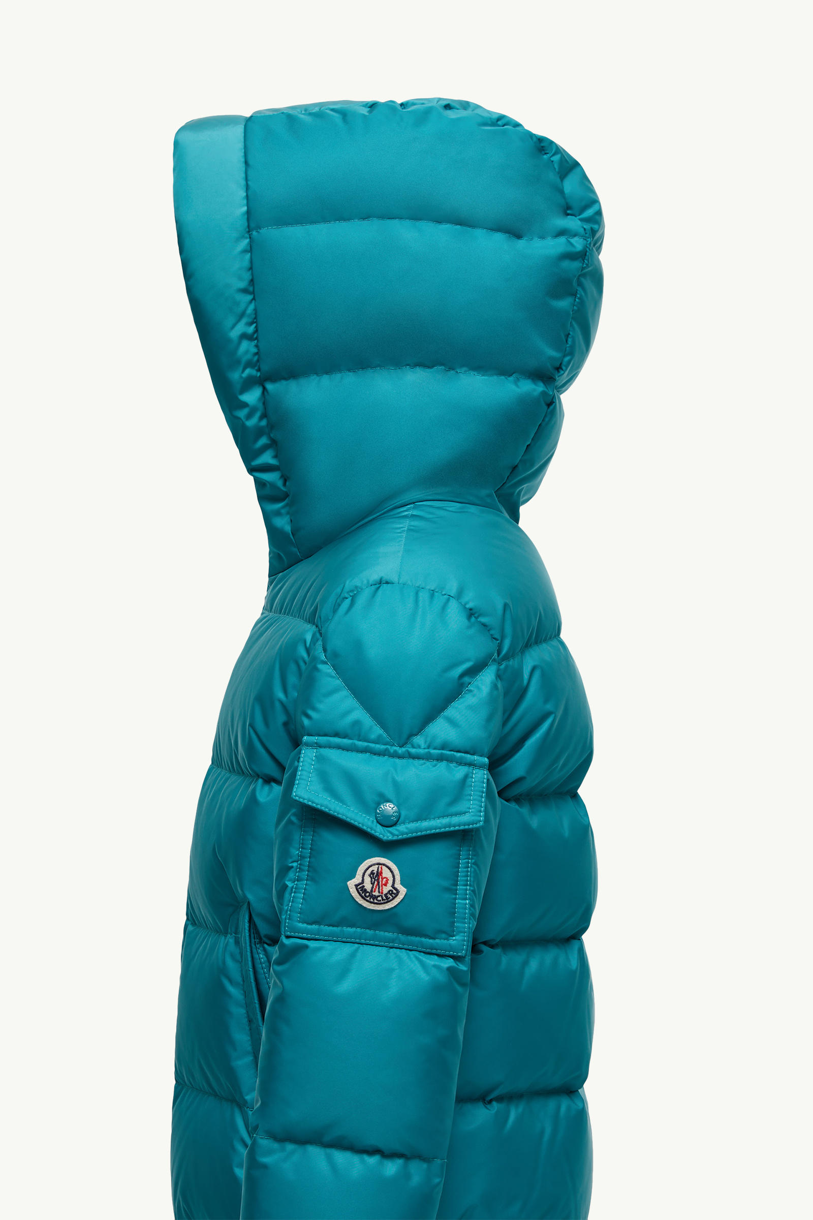 Eranu Hooded Down Jacket Boy Aqua Green Moncler 1