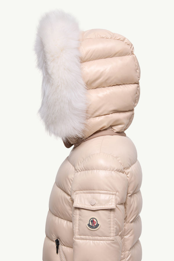 Badyf Daunenjacke mit Kapuze und Kunstfellbesatz Mädchen Hellbeige Moncler 1