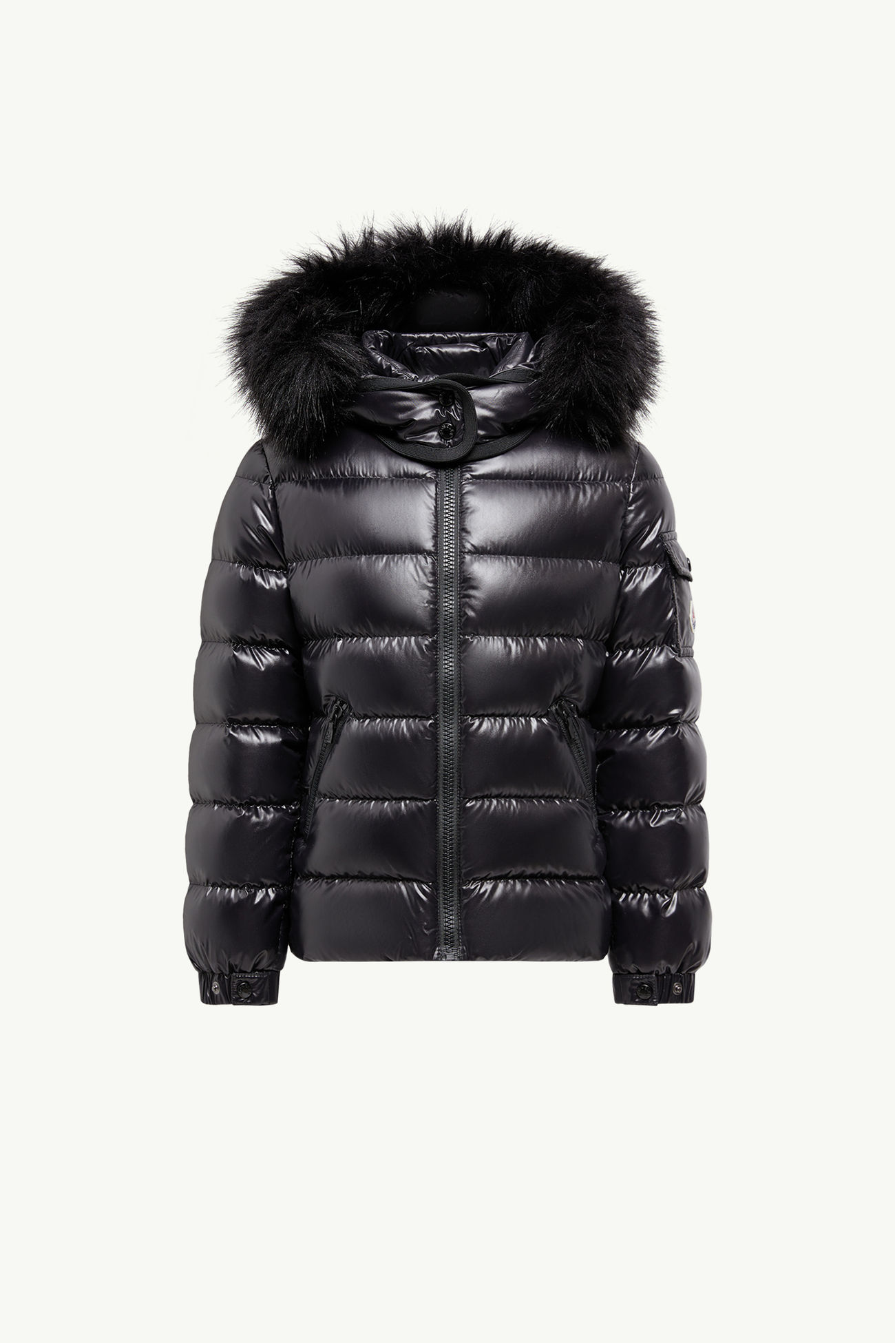 Badyf Daunenjacke mit Kapuze und Kunstfellbesatz Mädchen Schwarz Moncler 0