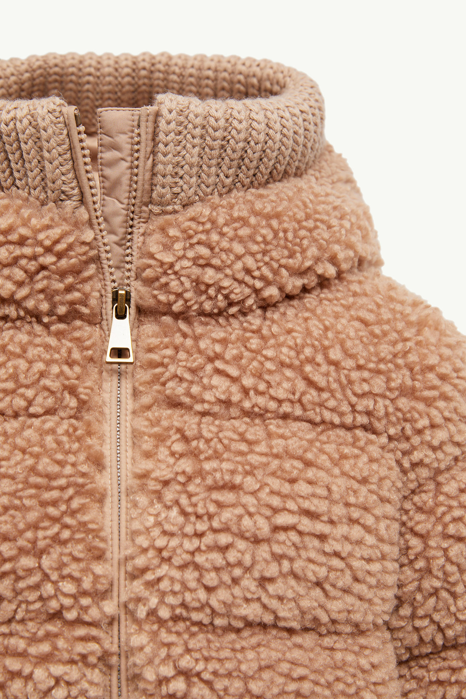 Adalbertas Teddy Hooded Down Jacket Girl Beige Moncler 4