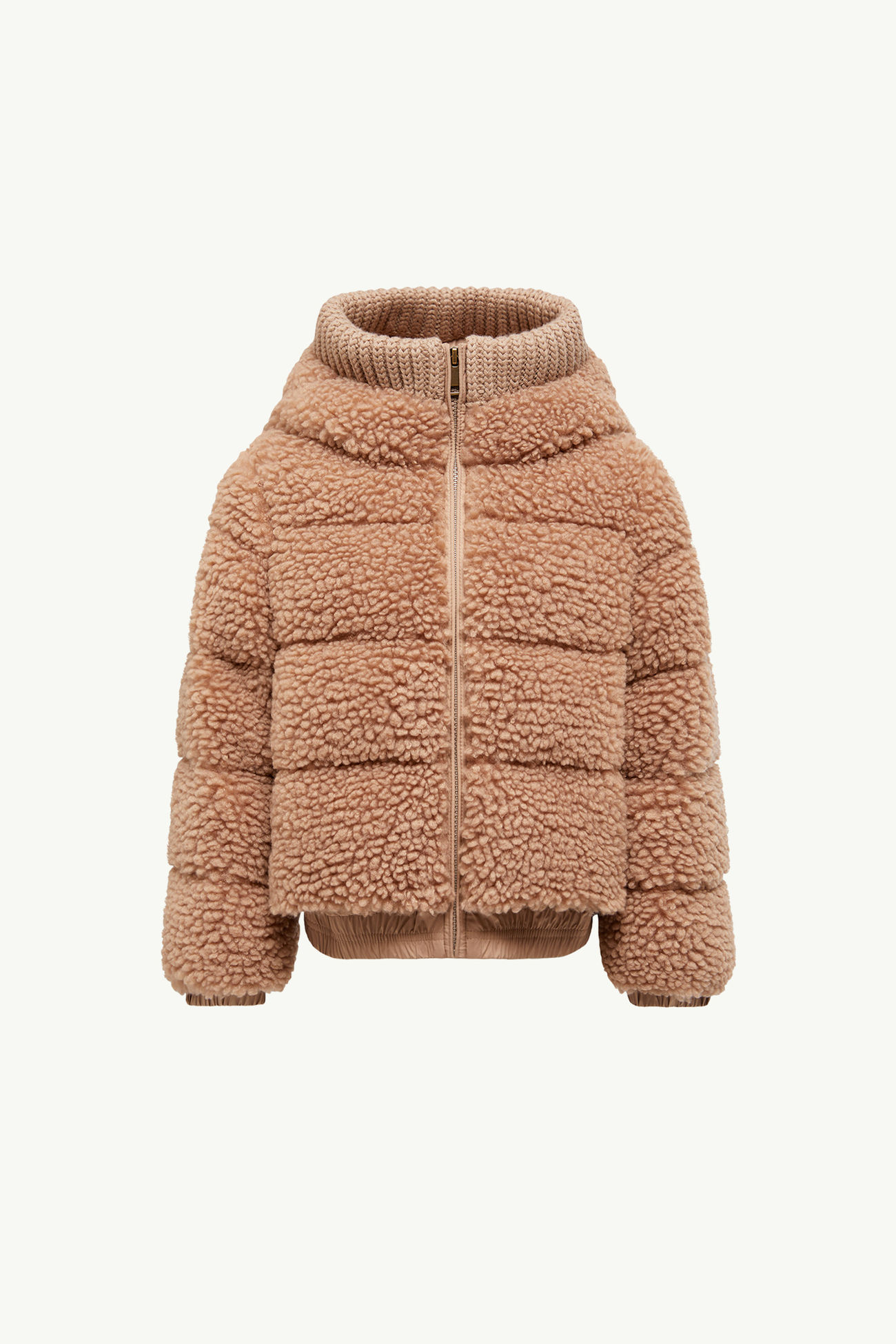 Adalbertas Daunenjacke aus Teddystoff mit Kapuze Mädchen Beige Moncler 0