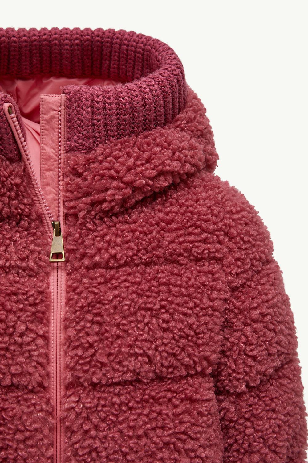 Adalbertas Teddy Hooded Down Jacket Girl Dusty Pink Moncler 3