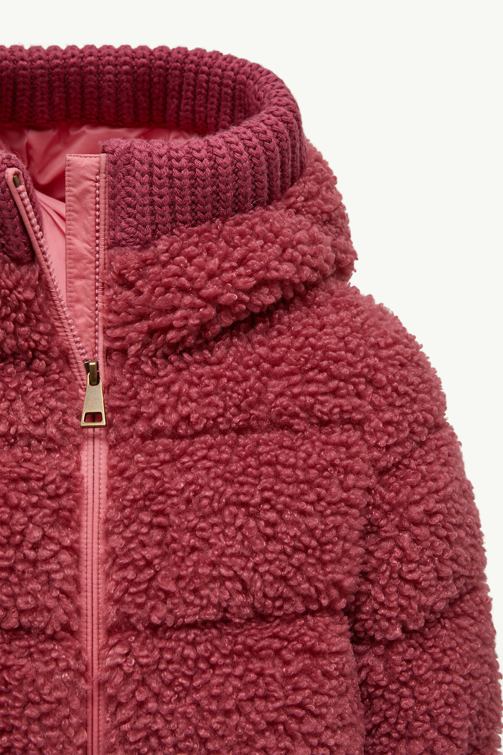 Adalbertas Teddy Hooded Down Jacket Girl Dusty Pink Moncler 3
