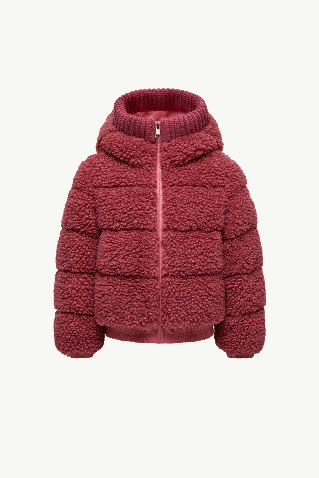 Adalbertas Daunenjacke aus Teddystoff mit Kapuze Mädchen Staubiges Rose Moncler 0
