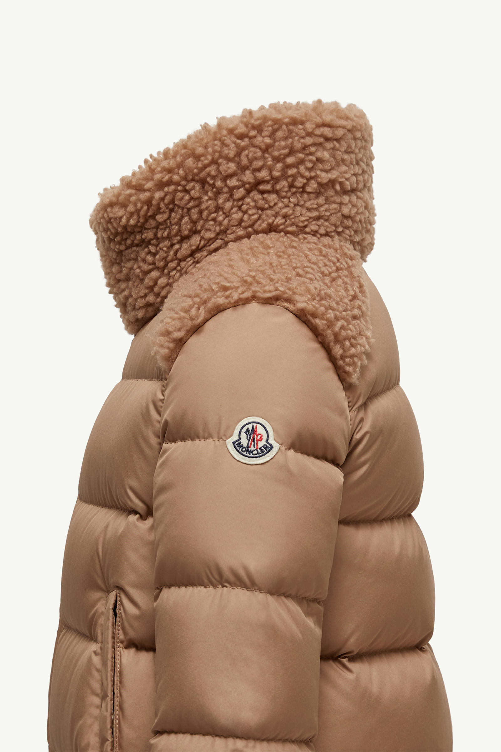 Vard Teddy-Trimmed Down Jacket Girl Camel Beige Moncler 2