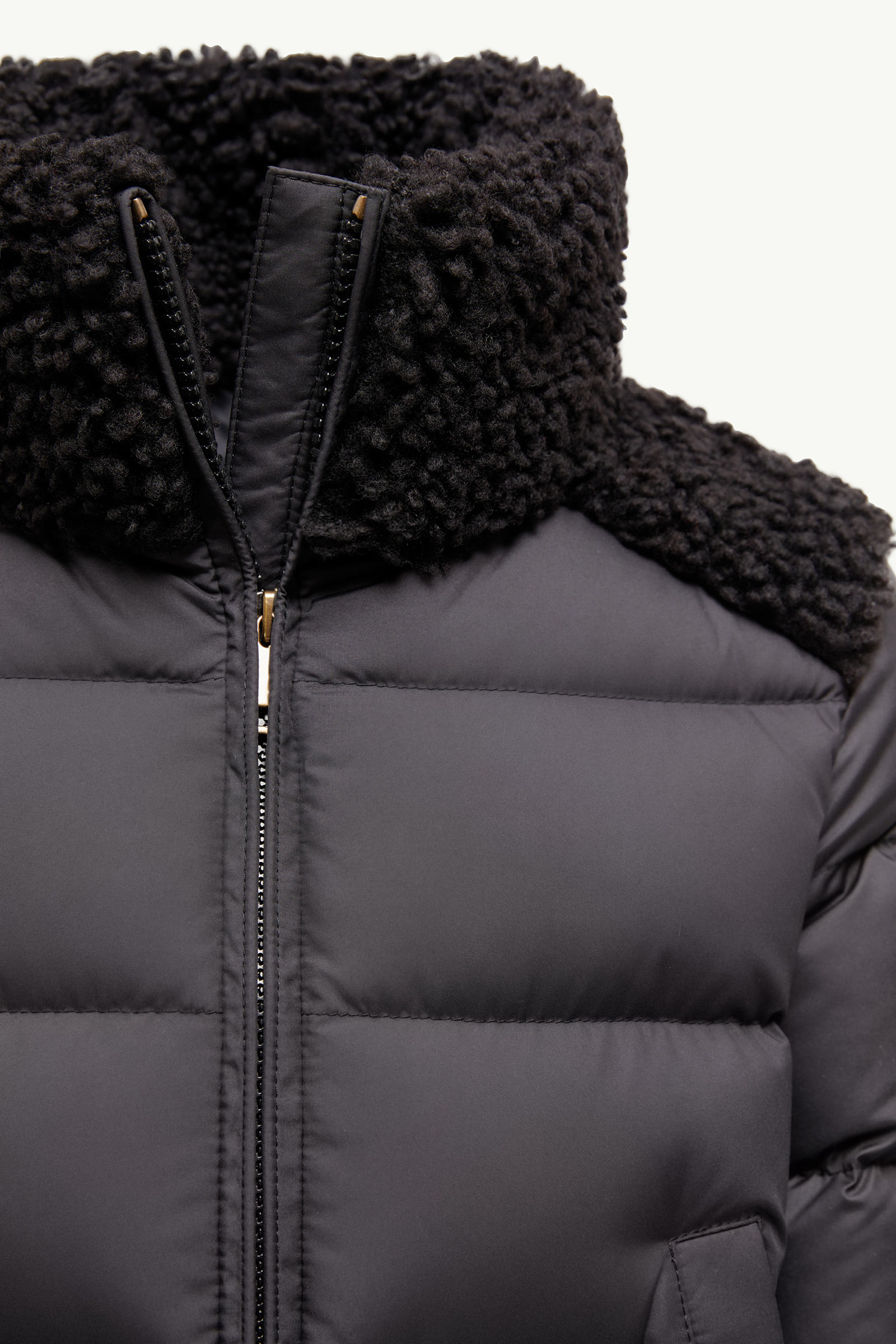 Vard Teddy-Trimmed Down Jacket Girl Black Moncler 3