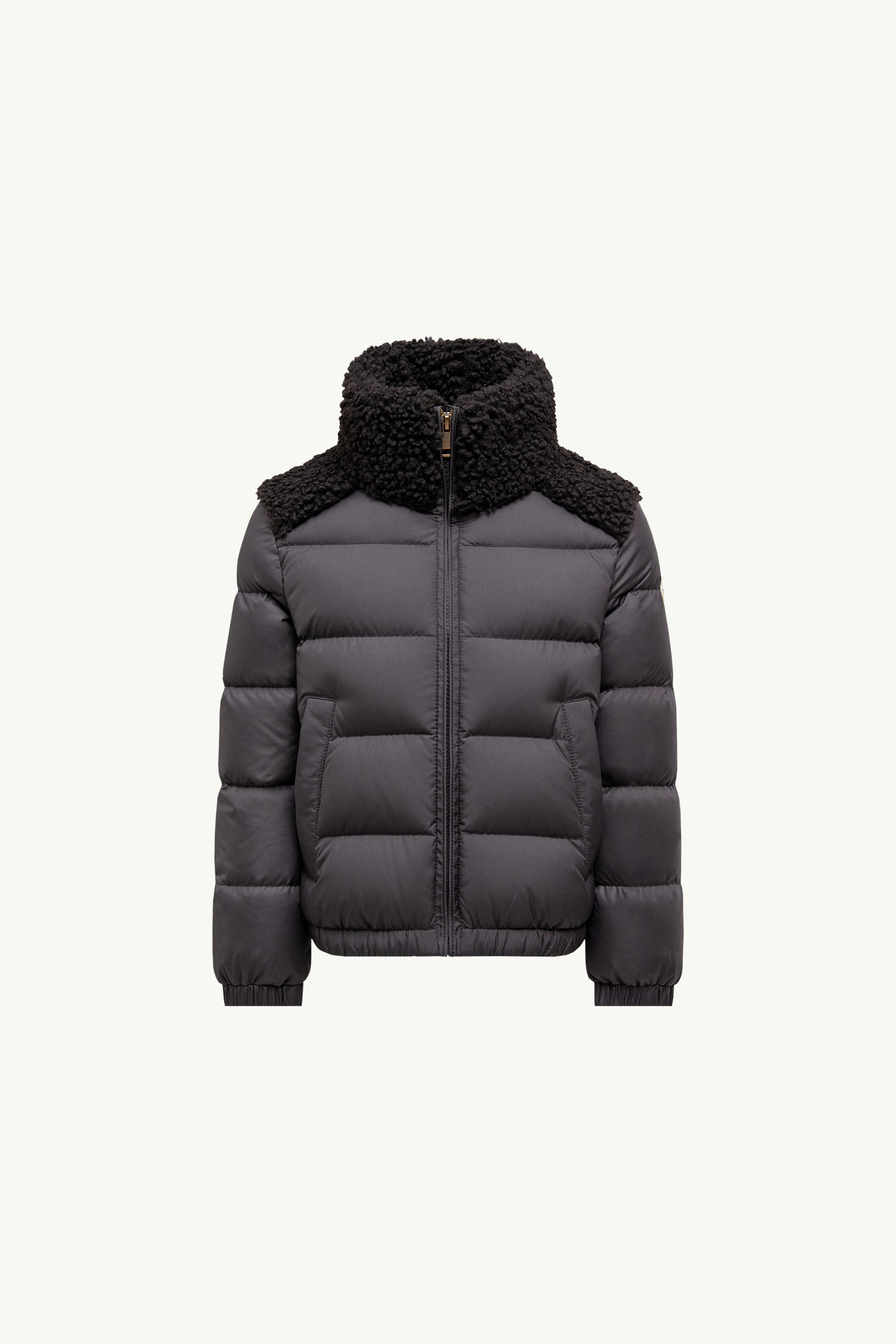 Piumino con Bordo Effetto Teddy Vard Bambina Nero Moncler 0