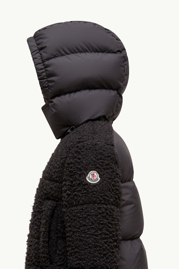 Zambaga Metallic Teddy Hooded Down Jacket Girl Black Moncler 2