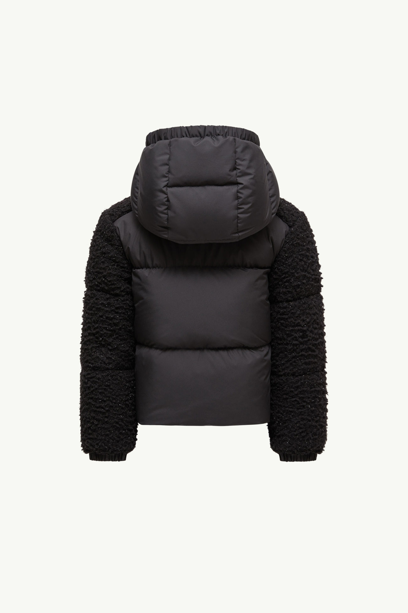 Zambaga Metallic Teddy Hooded Down Jacket Girl Black Moncler 3