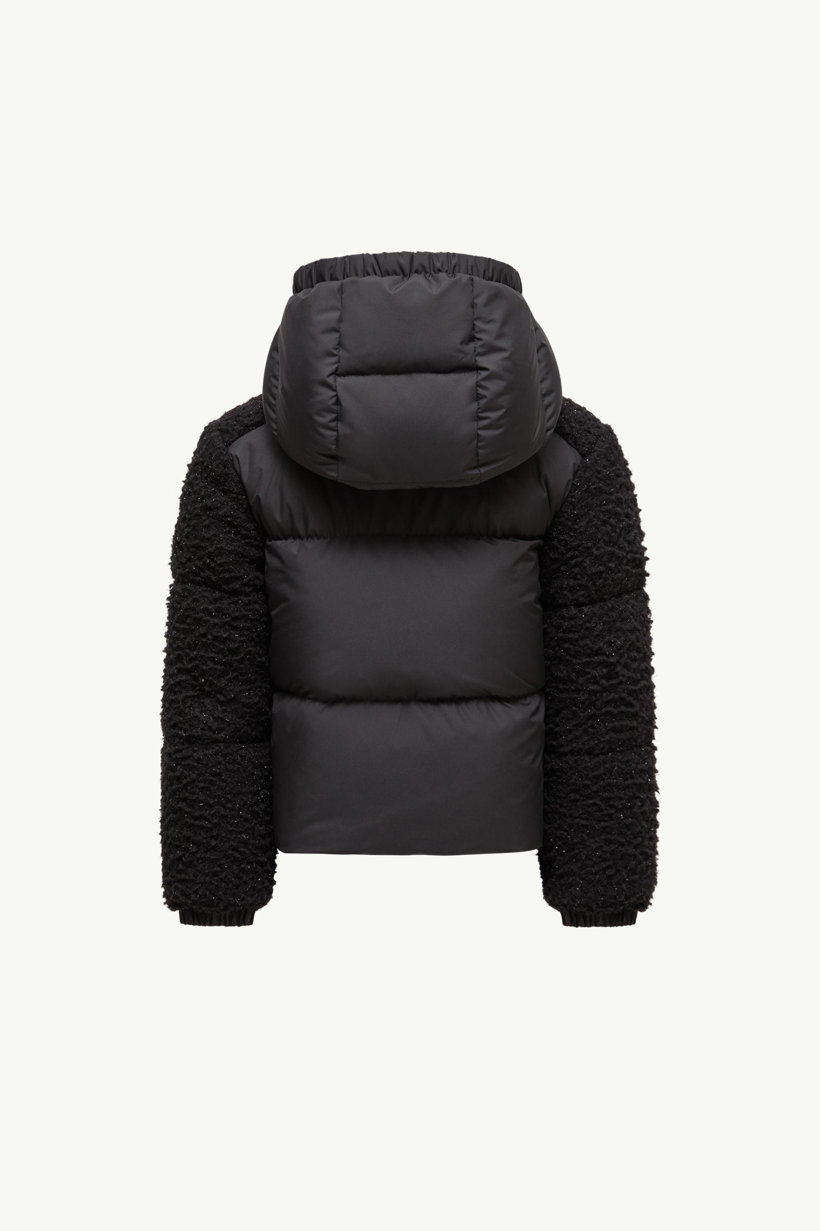 Zambaga Metallic Teddy Hooded Down Jacket Girl Black Moncler 3