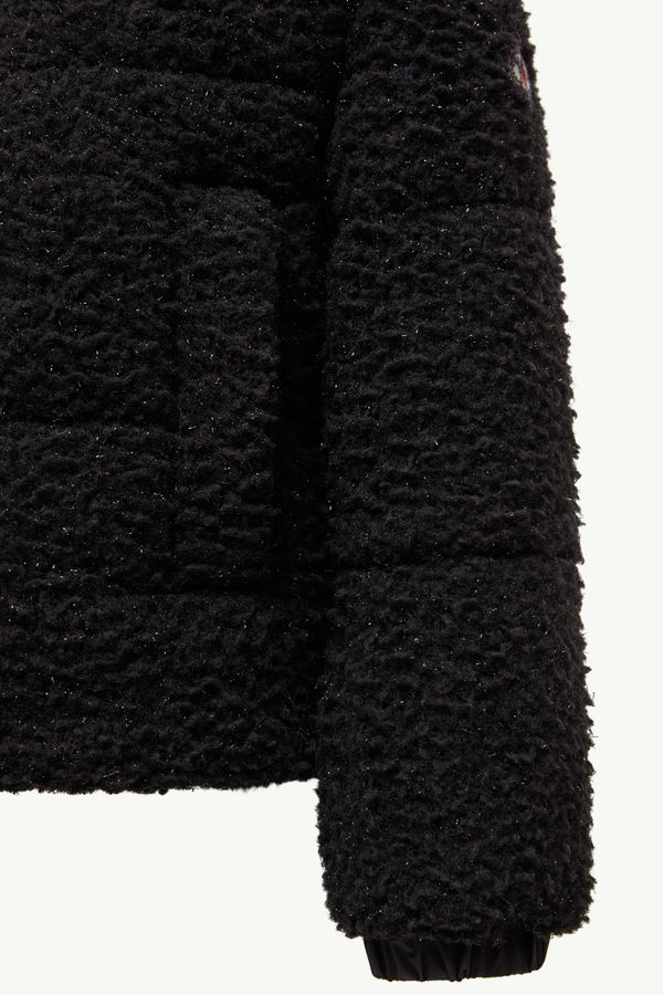 Zambaga Metallic Teddy Hooded Down Jacket Girl Black Moncler 4