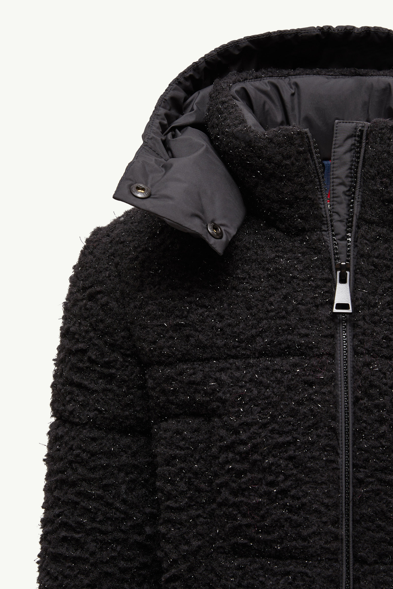 Zambaga Metallic Teddy Hooded Down Jacket Girl Black Moncler 5