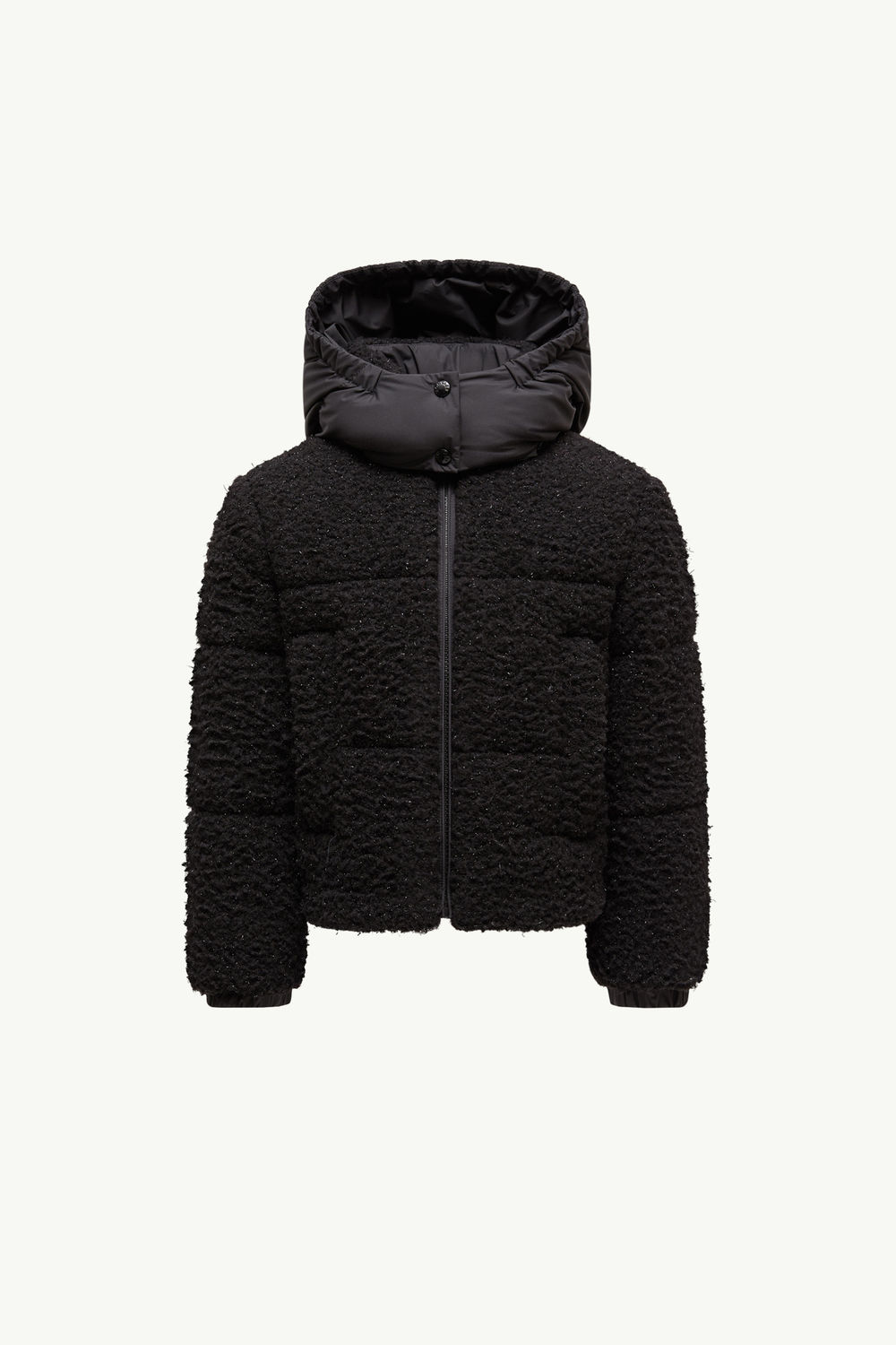 Zambaga Metallic Teddy Hooded Down Jacket Girl Black Moncler 0