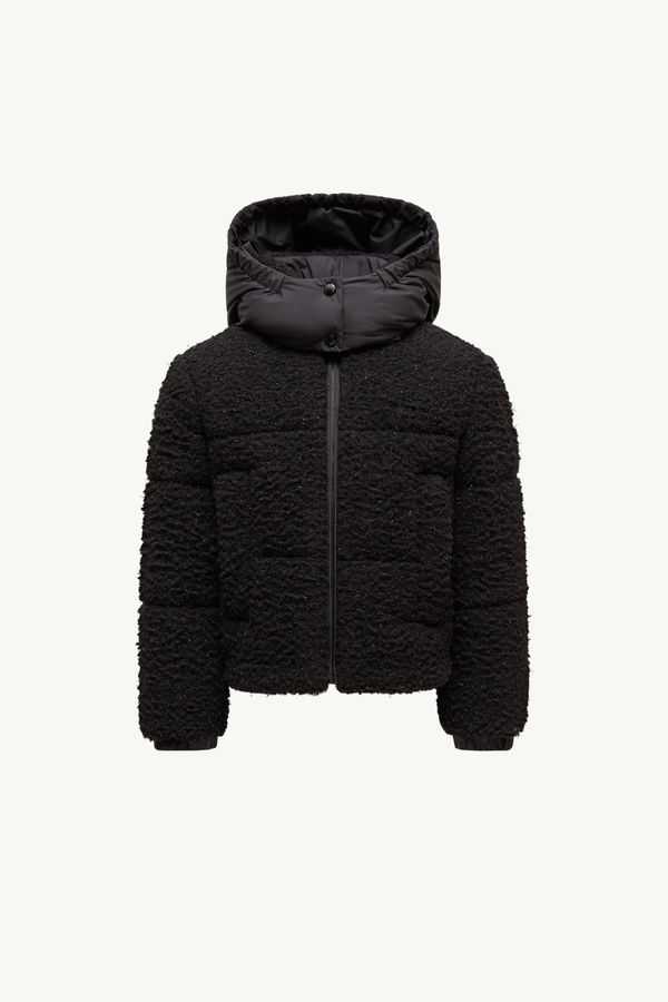 Zambaga Metallic Teddy Hooded Down Jacket Girl Black Moncler 0