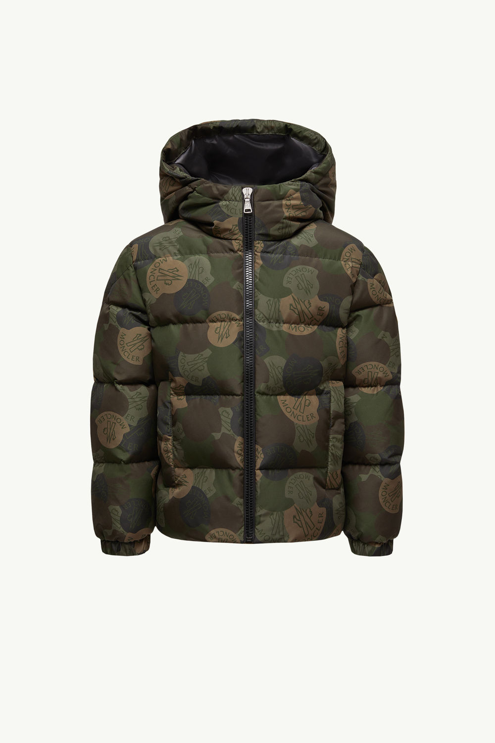 Escer Hooded Down Jacket Boy Green & Brown Moncler 0