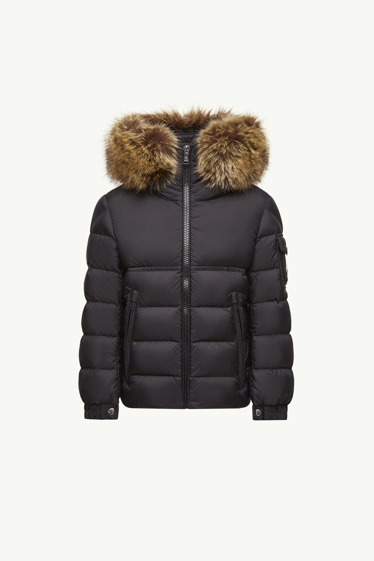 Plumífero con ribetes de material sintético y capucha New Byronf Niño Negro Moncler 0