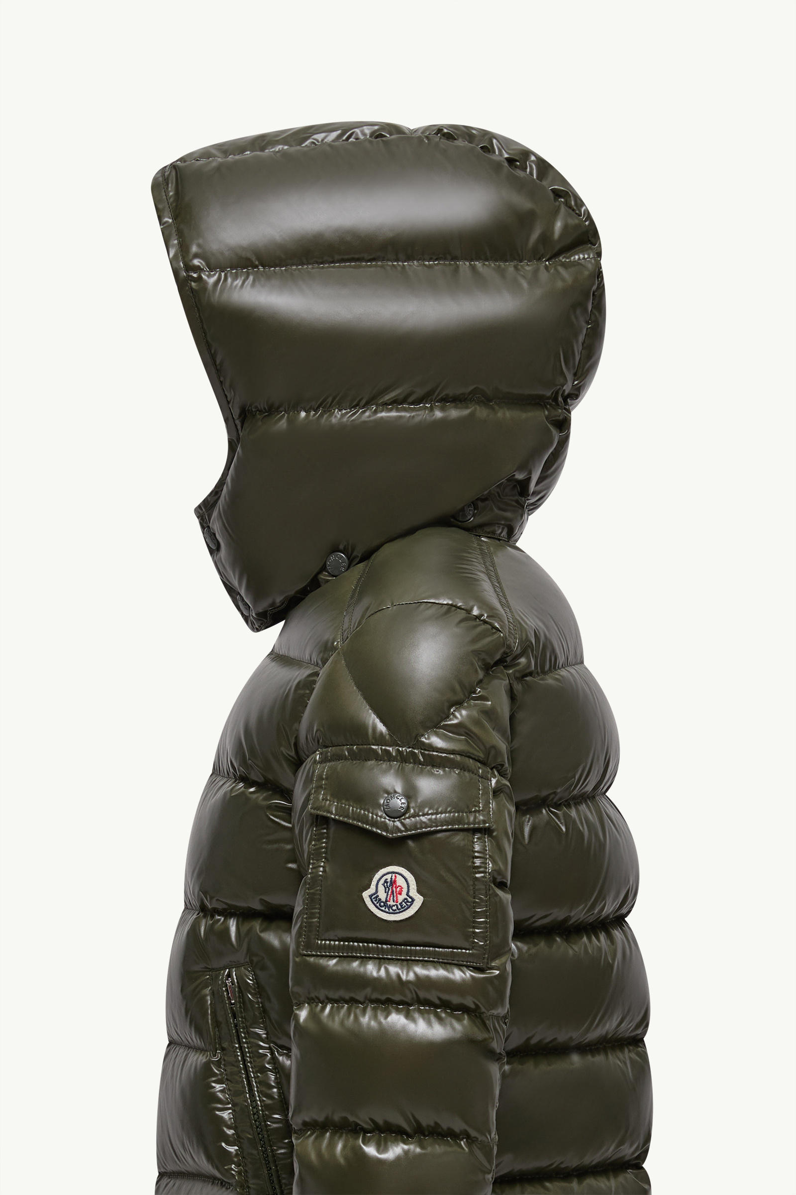 New Moncler Maya Hooded Down Jacket Boy Olive Green Moncler 1