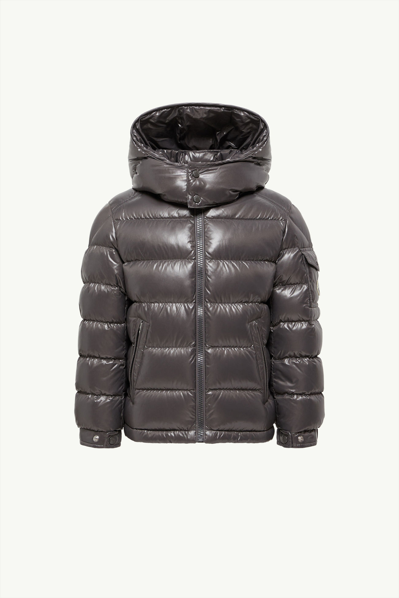 New Moncler Maya Hooded Down Jacket Boy Dark Grey Moncler 0