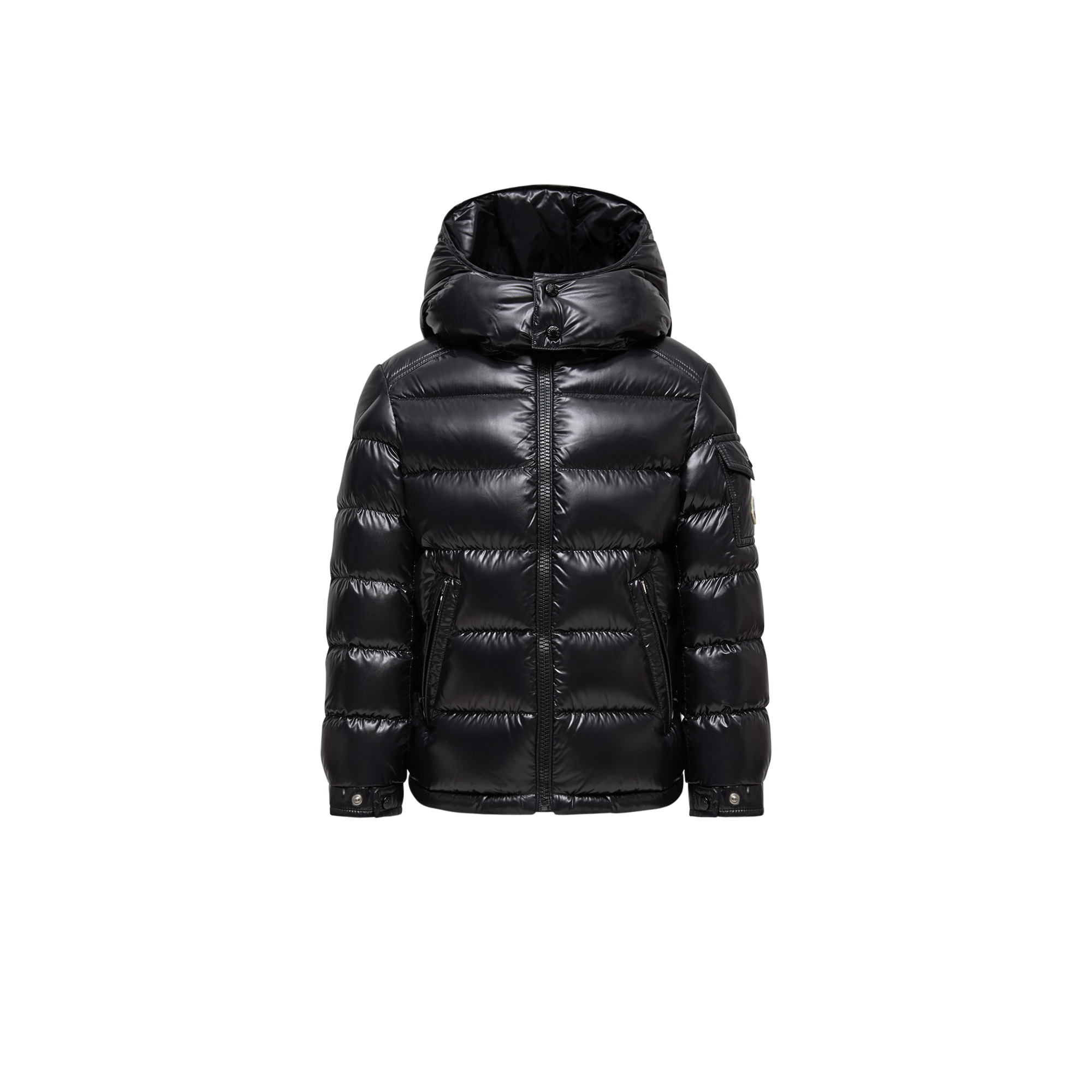 MONCLER ENFANT New Maya Hooded Down Jacket, Boy, Black, Size: 8Y