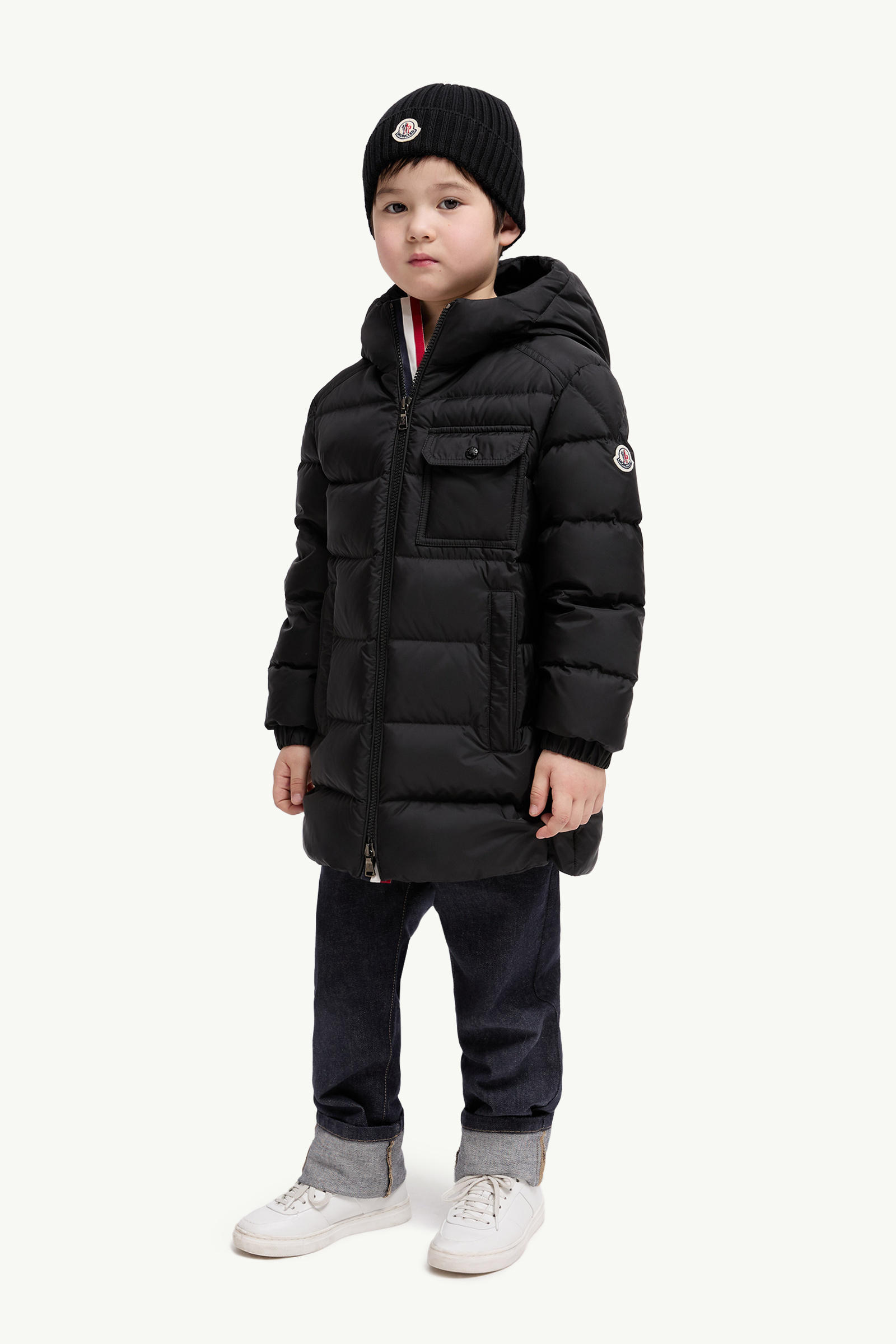 Alani Hooded Down Jacket Boy Black Moncler 1