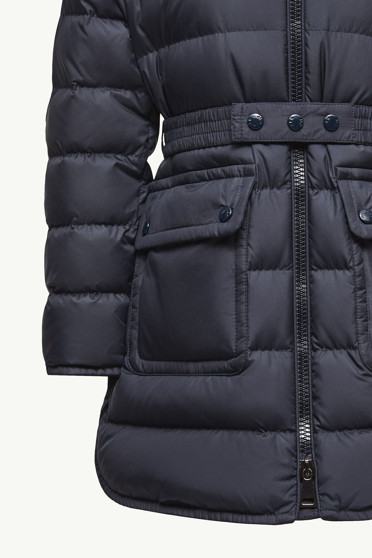 Pasenza Belted Hooded Down Jacket Girl Blue Moncler 4