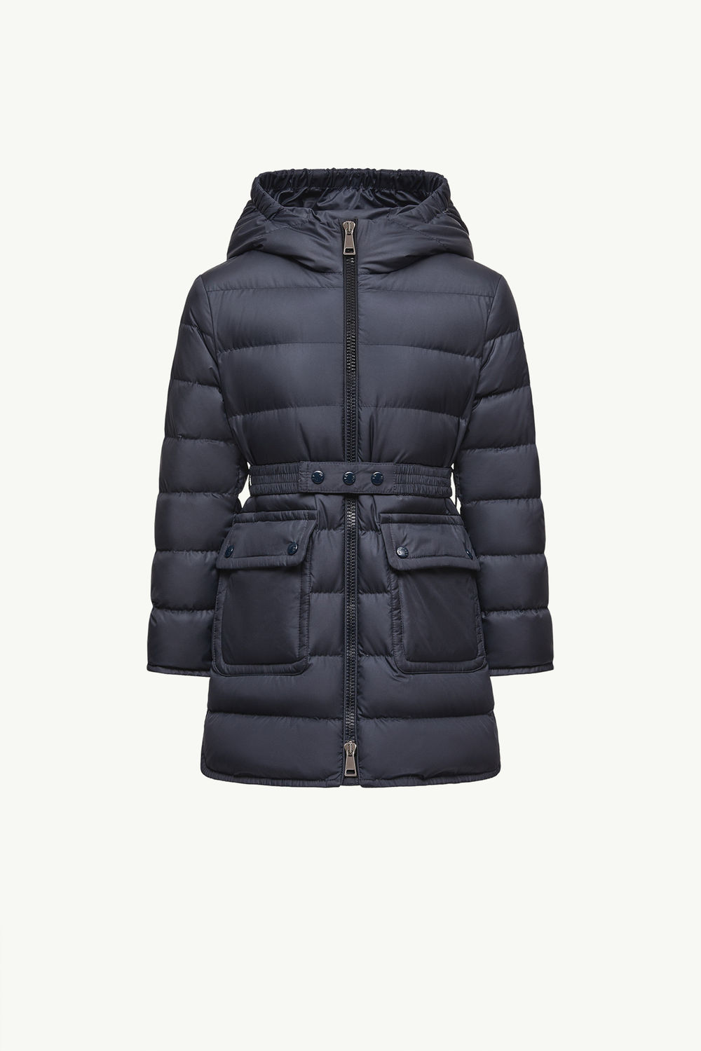 Pasenza Belted Hooded Down Jacket Girl Blue Moncler 0