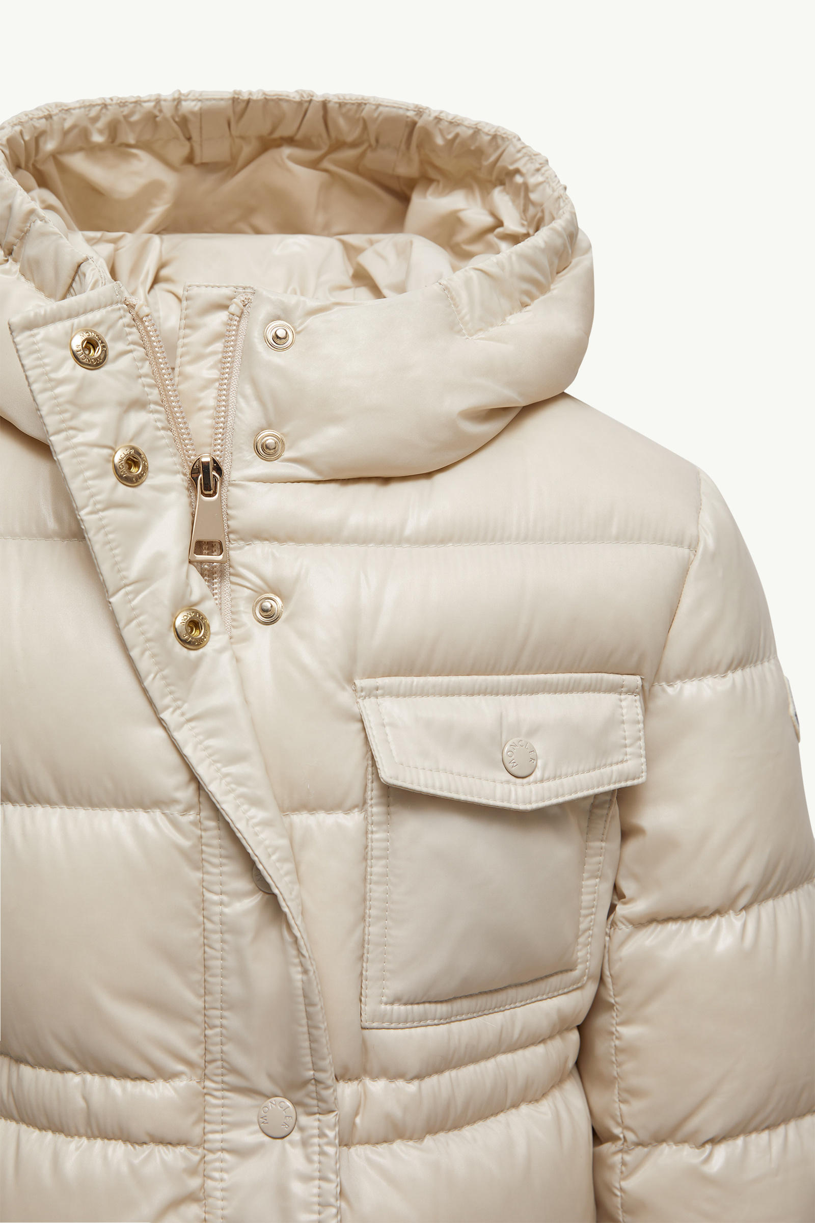 Dacca Hooded Down Jacket Girl Light Beige Moncler 3