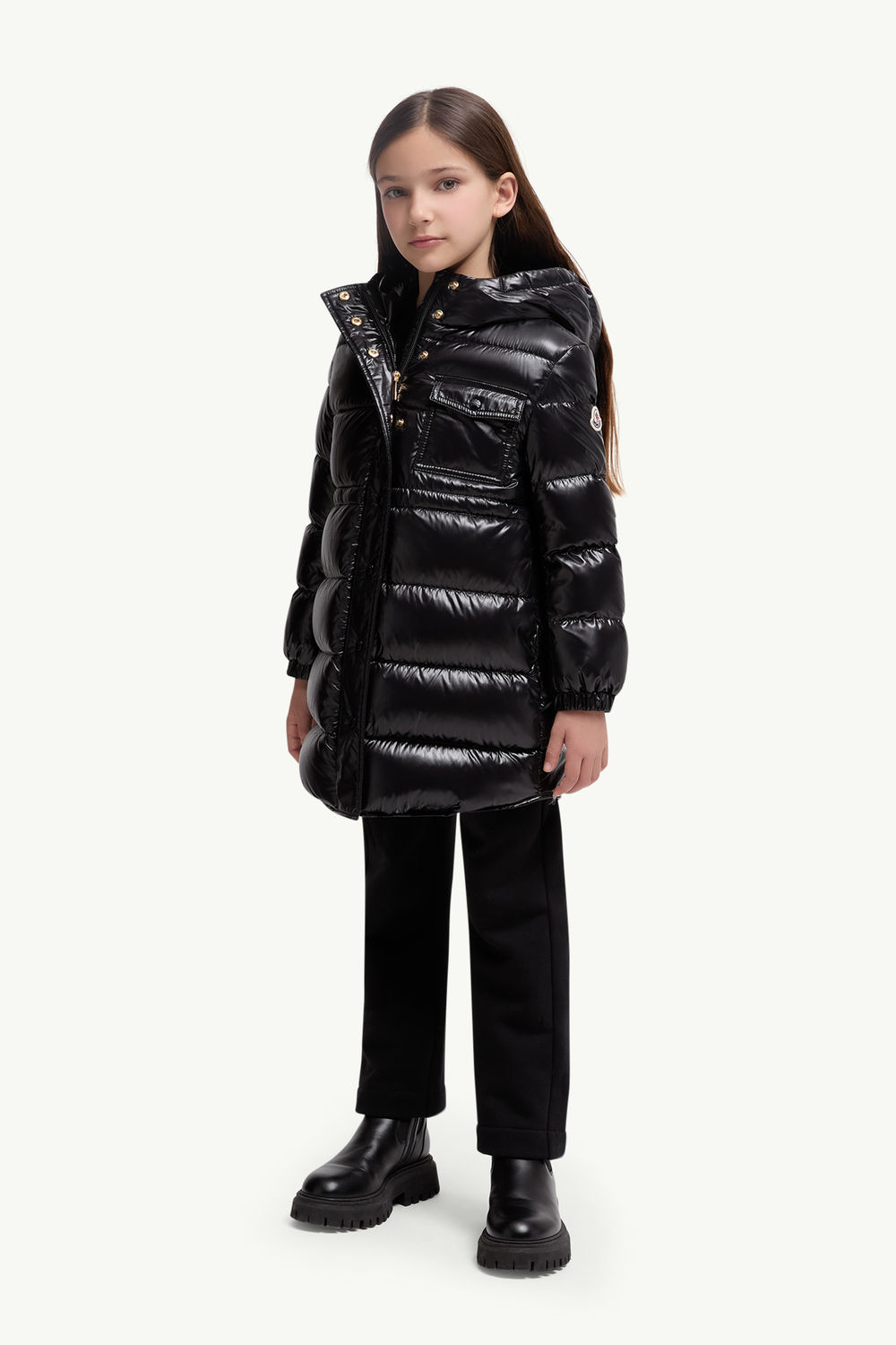Dacca Hooded Down Jacket Girl Black Moncler 1