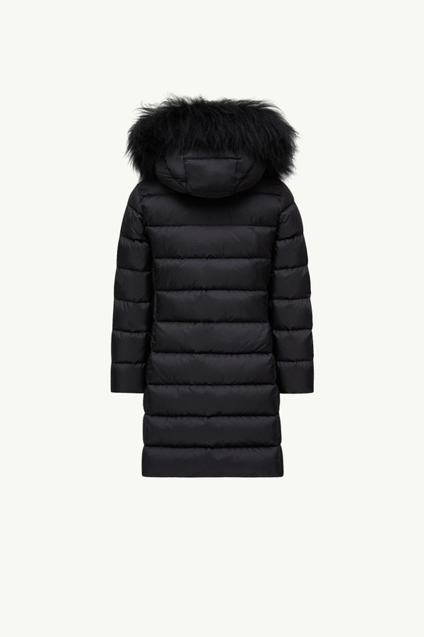 Abelle Hooded Shearling-Trimmed Down Jacket Girl Black Moncler 1