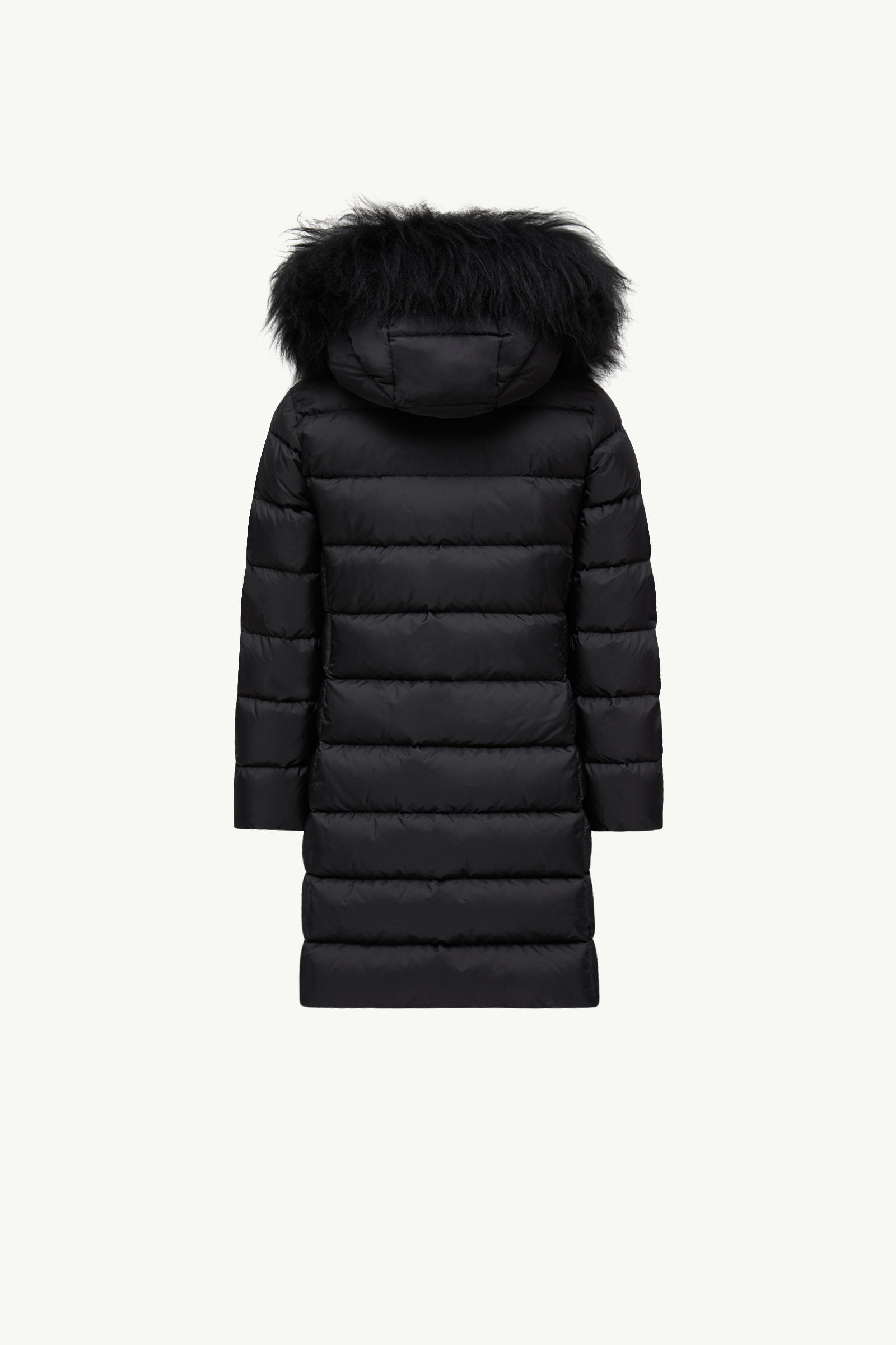 Abelle Hooded Shearling-Trimmed Down Jacket Girl Black Moncler 1