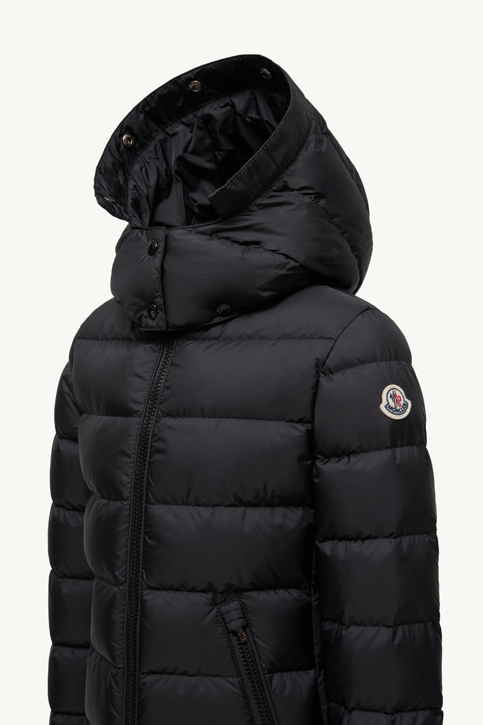 Abelle Hooded Shearling-Trimmed Down Jacket Girl Black Moncler 2