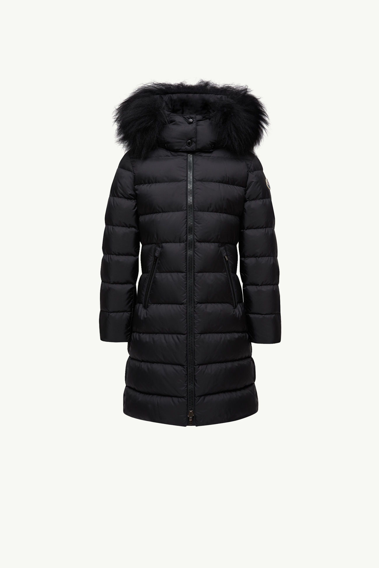 Abelle 후드 시어링 트리밍 다운 재킷 키즈 여아 블랙 Moncler 0